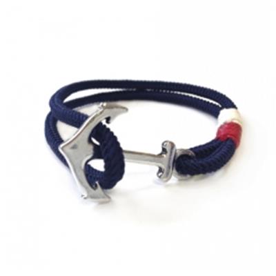 PULSERA ANCLA MARINA AZUL MARINO,AZUL Y ROJO L: 19 CM