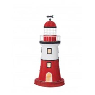 FARO MARINERO DECORATIVO ELECTRIFICADO DE HOJALATA  DIÁMETRO: 17,30 CM ALTURA: 38,00 CM