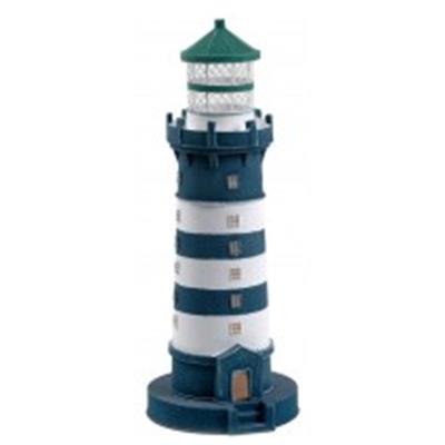 FARO MARINERO DECORATIVO ELECTRIFICADO DE HOJALATA AZUL Y VERDE ALTURA: 40 CM DIÁMETRO: 15.5 CM