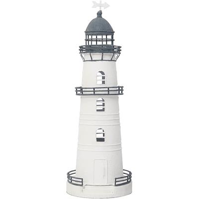 FARO MARINERO DECORATIVO ELECTRIFICADO BLANCO Y AZUL DIÁMETRO:13 CM ALTURA:40 CM