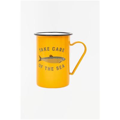 TAZA MUG LARGO CON PEZ EN COLOR AMARILLO