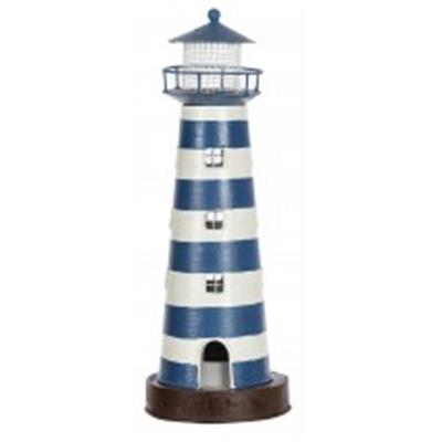 FARO MARINERO DECORATIVO. BLANCO Y AZUL. Altura 24.50 cm