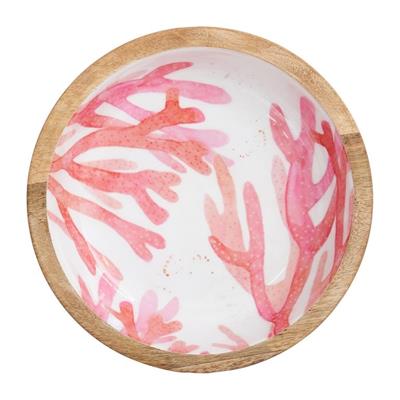 BOL DE MADERA ESMALTADA CORAL. DIÁMETRO 16 CM